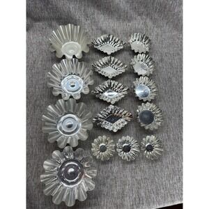 Vintage Made in Sweden Metal Tart Pastry Molds Sandbakkel Tins Set of 15 Silver